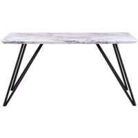 Dining Table Glamour White with Black Marble Effect Top Metal Legs 150 x 80 cm Molden