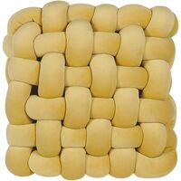 Knot Cushion Modern Yellow Velvet Tied-Up Plush Square 30 x 30 cm Sirali