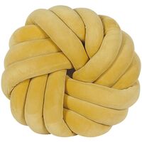Knot Cushion Modern Yellow Velvet Tied-Up Plush 30 x 30 cm Akola