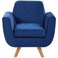 Armchair Blue Retro Velvet Upholstery Seat Cushion Removable Cover Bernes