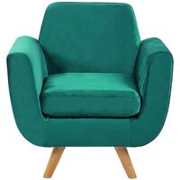 Armchair Green Retro Velvet Upholstery Seat Cushion Removable Cover Bernes - Green