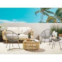 Mid Century Modern Garden Bistro Set Table and Chairs 3 Piece Dark Grey Acapulco II - Grey