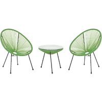Mid Century Modern Garden Bistro Set Table and Chairs 3 Piece Green Acapulco II - Green