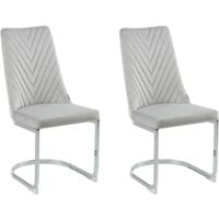 Set of 2 Velvet Dining Chairs Armless High Back Cantilever Chairs Grey Altoona