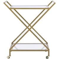 Kitchen Trolley Wheeled Bar Cart Glamour Style Clear Glass Top Gold Ivera - Gold