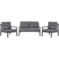 Outdoor Sofa Set 4 Seats Couch Armchairs with Cushions Table Dark Grey Delia