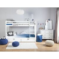 Bunk Bed 3' EU Single 2 Person Kids Bedroom with Drawers White Pine Wood Regat - White