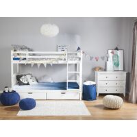 Bunk Bed 3' EU Single Children Kids Bedroom with Drawers White Pine Wood Revin - White