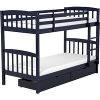 Bunk Bed 3' EU Single Children Kids Bedroom with Drawers Pine Wood Blue Revin - Blue