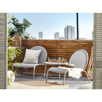 Garden Outdoor Bistro Set Aluminium Table 2 Chairs Grey Poetto
