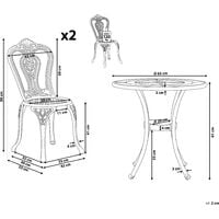 Garden Outdoor Bistro Set Aluminium Brown Table ø 65 cm 2 Chairs Bovino - Brown
