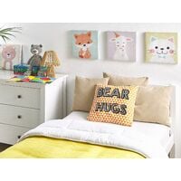 Set of 2 Kids Cushions Bear Hugs Print Orange Cotton No Zip 40 x 40 cm Radzkot