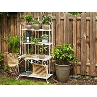 Retro Plant Shelf Metal Outdoor Garden Freestanding 4 Shelves Light Beige Pavona - Beige
