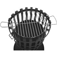 Modern Outdoor Fire Pit Openwork Steel Black with Grill Grate Wood Coal Pulo - Black