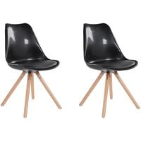Set of 2 Modern Black Dining Side Chairs Padded Seat Armless Wooden Legs Dakota