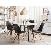 Set of 2 Modern Black Dining Side Chairs Padded Seat Armless Wooden Legs Dakota