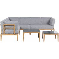 Modern 6 Seater Garden Sofa Set Grey L-Shaped Sofa 2 Coffee Tables Rima - Grey