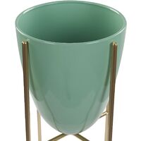 Glam Plant Stand Indoor Outdoor Flower Pot 16 x 16 x 31 cm Metal Green Lefki - Green