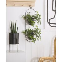 2 Tier Hanging Planter Indoor Outdoor Hanger 18 x 12 x 62 cm Metal Black Agios
