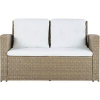 4-Piece Garden Sofa Set Wicker PE Rattan Cushioned Seat Light Brown Luca - Natural