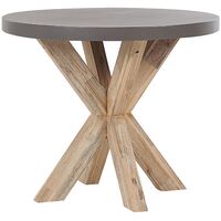 Outdoor Garden Dining Table Grey Concrete Tabletop Acacia Wood Legs ø 90 cm Olbia - Grey