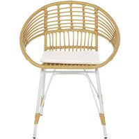 Bistro Set PE Rattan Metal Legs 2 Chairs Coffee Table Natural and White Pellaro - Natural