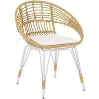 Bistro Set PE Rattan Metal Legs 2 Chairs Coffee Table Natural and White Pellaro - Natural