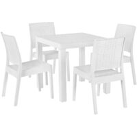 Garden Dining Set Table 6 Stackable Chairs Outdoor Terrace White Fossano