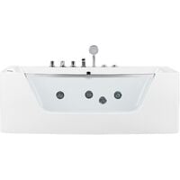 Modern Whirlpool Bath Hot Tub White Acrylic Hydro Massage Glass Panel Barranca - White