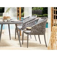 Set of 2 Modern Outdoor Garden Dining Chairs Cushions Aluminium Grey Lipari