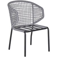 Set of 2 Outdoor Garden Chairs Metal Frame Polyester Cushions Black Grey Palmi - Grey