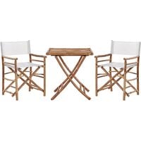 Bamboo Bistro Set 2 Folding Directors Chairs and Side Table Molise/Spello - Light Wood
