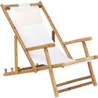 2 Seater Garden Bamboo Set Folding Sun Loungers and Coffee Table Atrani/Spello - Light Wood