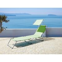 Garden Patio Reclining Sun Lounger with Canopy Steel Foldable Lime Green Foligno - Green