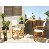 Set of 2 Garden Director's Chairs Light Acacia Wood Off-White Fabric Folding Cine