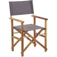 Set of 2 Garden Director's Chairs Light Acacia Wood Grey Fabric Folding Cine