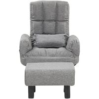 Reclining Fabric Armchair and Ottoman Set Grey Upholstery Wooden Legs Oland II - Grey