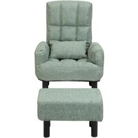Reclining Fabric Armchair and Ottoman Set Green Upholstery Wooden Legs Oland II - Green