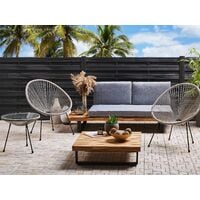 Mid Century Modern Garden Bistro Set Table Chairs 3 Piece Light Grey Acapulco II - Grey