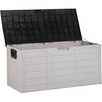 Garden Outdoor Storage Box 112x50 cm Plastic Castors Beige with Black Locarno - Beige