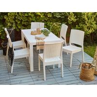 Garden Dining Set Table 6 Chairs Outdoor White Terrace Plastic Fossano - White