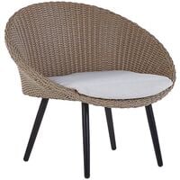 Balcony Garden Set Wicker Chairs with Cushions Coffee Table Beige Oritgia