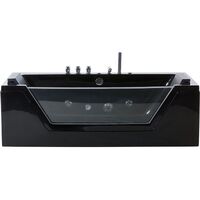 Modern Hot Tub Bath Hydro Massage Black Acrylic Black Headrests Overflow 150 cm Samana - Black
