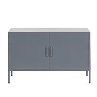 Modern Industrial Metal Steel Office Sideboard 2 Doors Shelves Grey Uria II - Grey