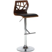 Kitchen Bar Stool Swivel Chair Adjustable Faux Leather Dark Wood Peteresburg - Dark Wood
