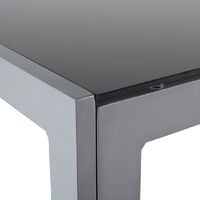 Garden Dining Table Black Tempered Glass Top Aluminium Frame Catania - Black