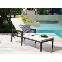 Weather Resistant Adjustable Garden Chaise Lounge Brown Wicker Rattan with Cushion Perugia