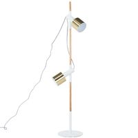 Modern Floor Lamp Adjustable Round Drum Shade Light White Gold Owens