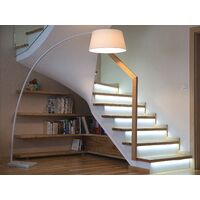 Modern Living Room Floor Arc Lamp White Drum Shade Benue - White