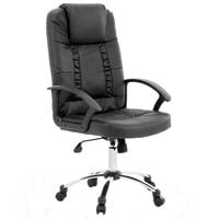 High Back Office Chair Faux Leather 4 Point Massage Tilting Swivel Black Relax - Black